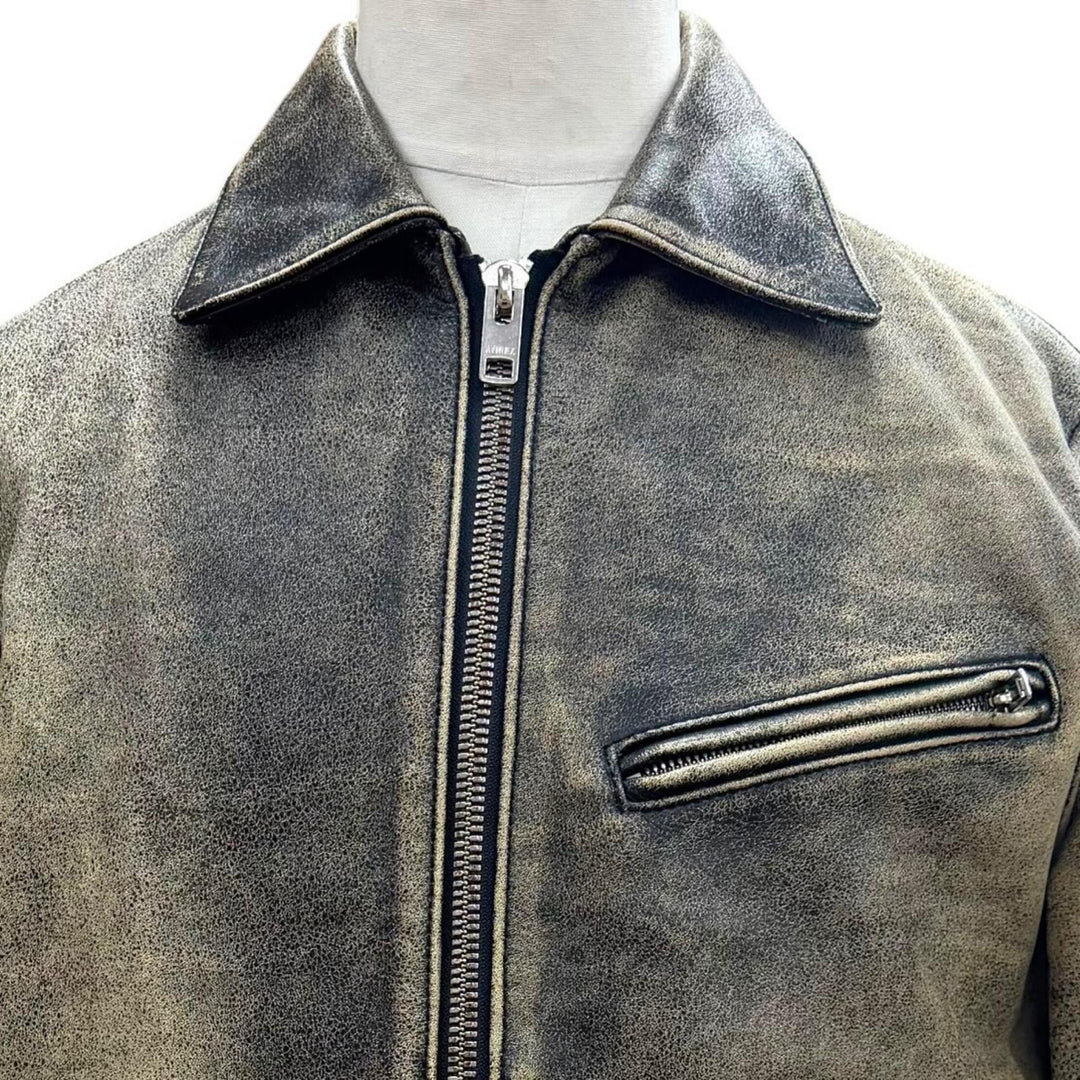 Excellent AVIREX leather jacket Vintage processing beige Cowhide mens M 613123