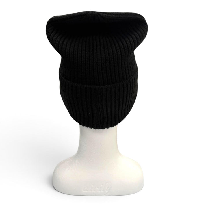 Excellent LOUIS VUITTON Knit cap Beanie LV Ahead hat black cashmere mens MP3246