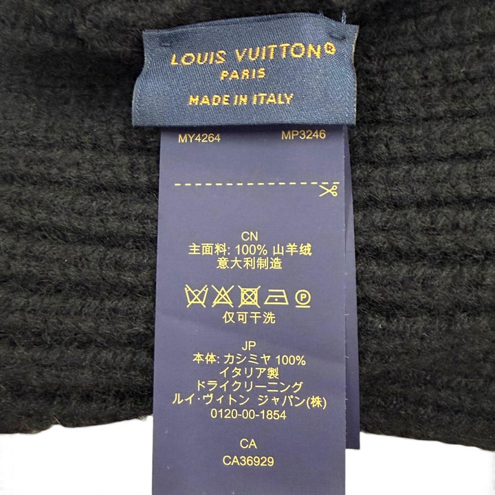 Excellent LOUIS VUITTON Knit cap Beanie LV Ahead hat black cashmere mens MP3246