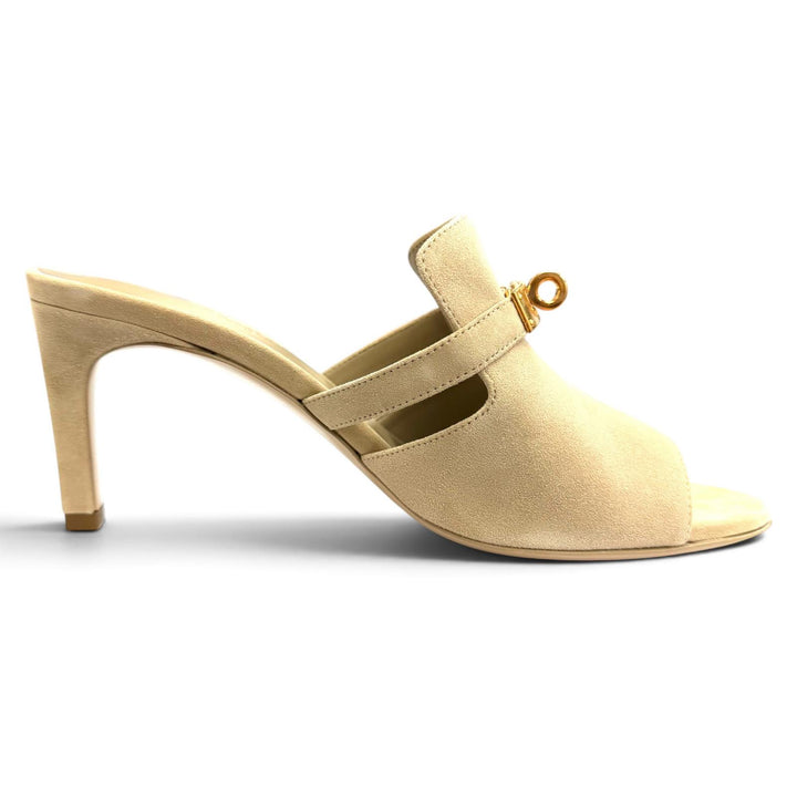Pristine HERMES Mule candy Kelly Buckle Open-Toe Sandals Suedeleather 37 212105Z