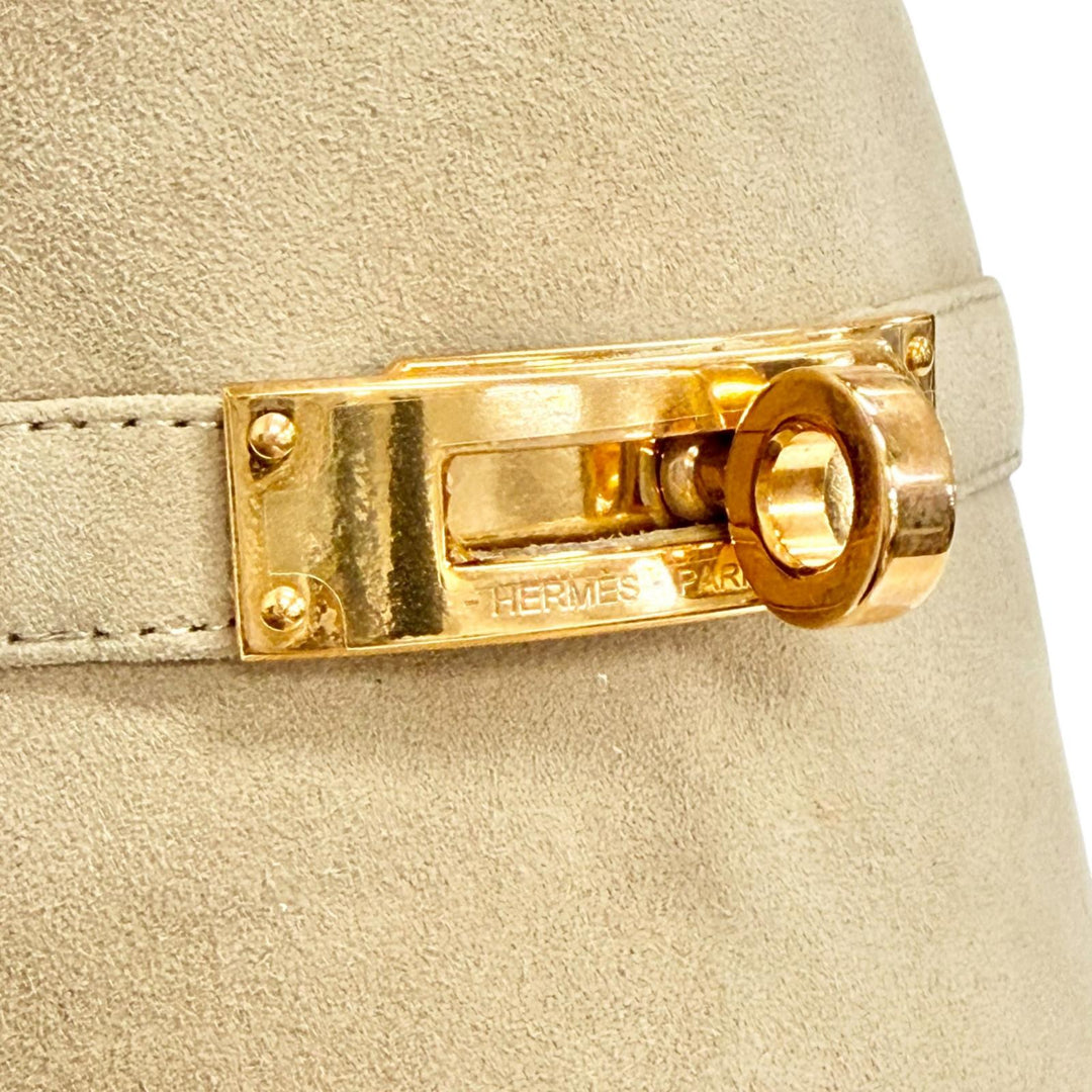 Pristine HERMES Mule candy Kelly Buckle Open-Toe Sandals Suedeleather 37 212105Z