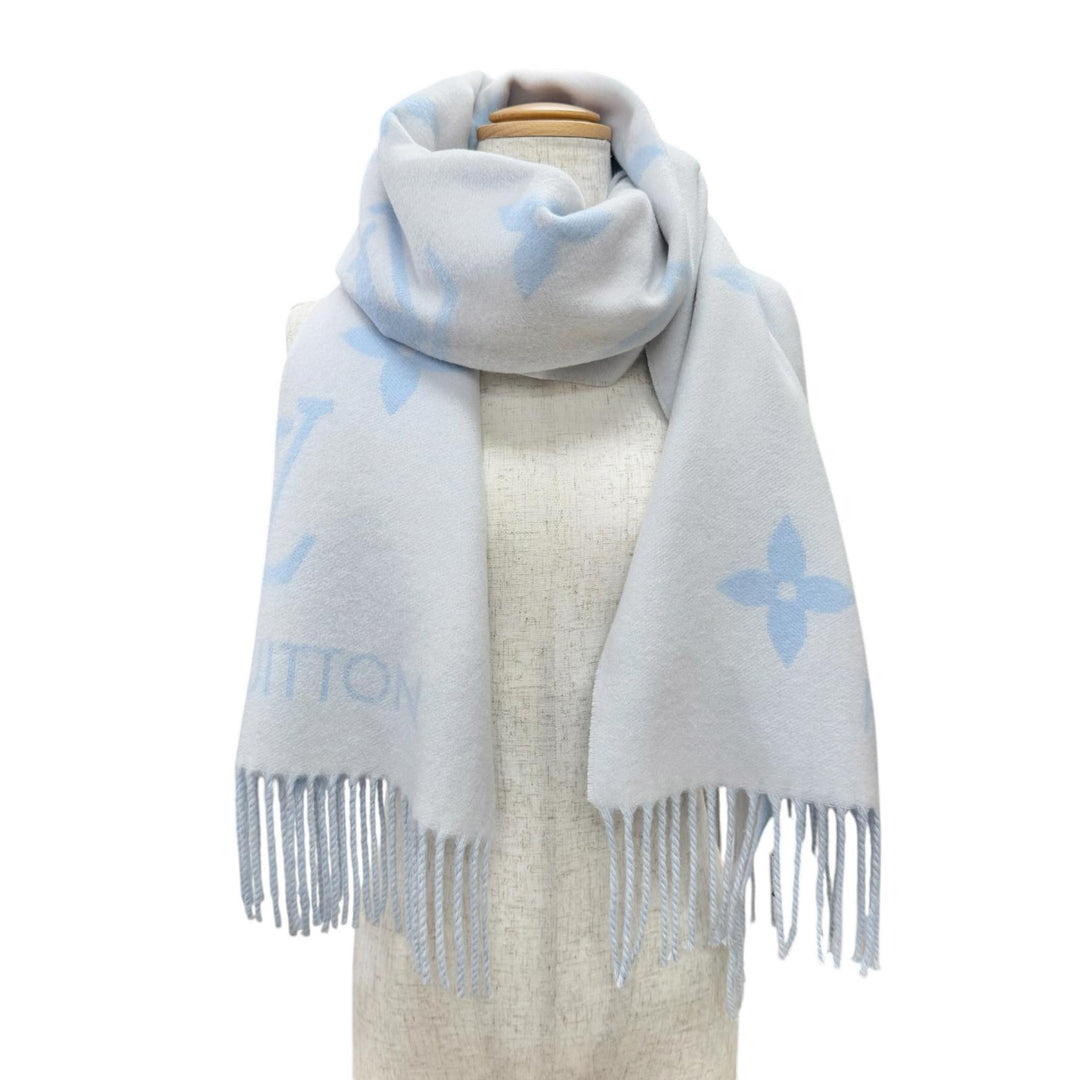 Excellent LOUIS VUITTON Scarf Escalp Reykjavik Monogram Giant cashmere M90896