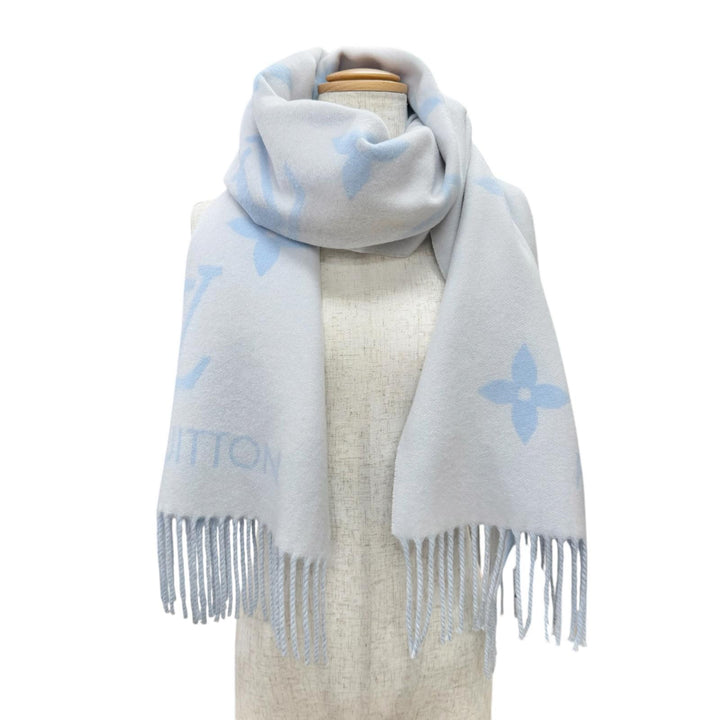 Excellent LOUIS VUITTON Scarf Escalp Reykjavik Monogram Giant cashmere M90896