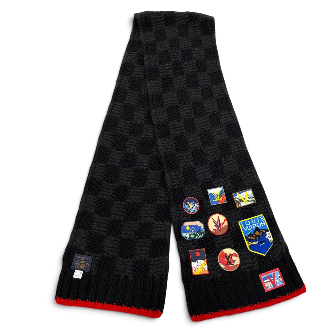 Great LOUIS VUITTON Scarf Echarpe Helsinki Alps black cashmere mens M71108
