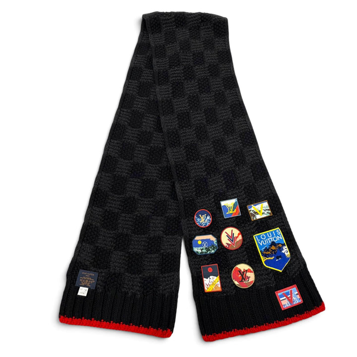 Great LOUIS VUITTON Scarf Echarpe Helsinki Alps black cashmere mens M71108
