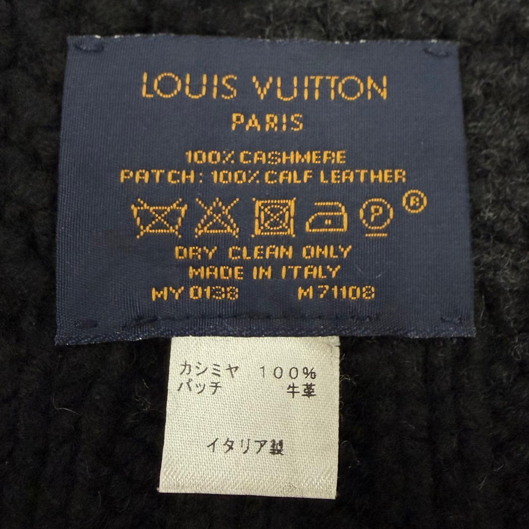 Great LOUIS VUITTON Scarf Echarpe Helsinki Alps black cashmere mens M71108