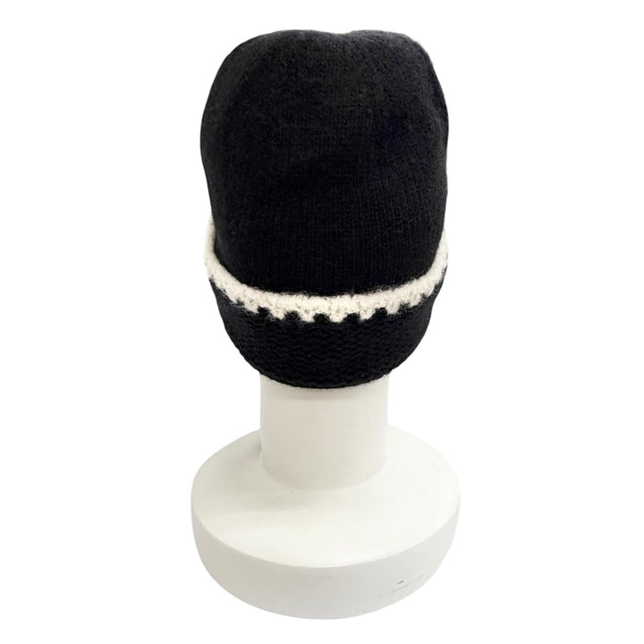 Excellent CHANEL Knit cap COCO Mark Knit hat black cashmere Women AA9203