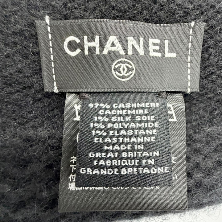 Excellent CHANEL Knit cap COCO Mark Knit hat black cashmere Women AA9203