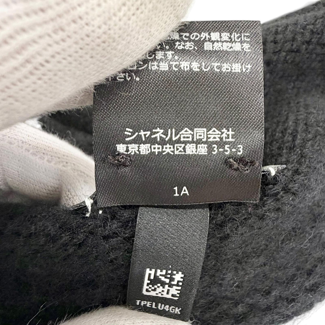 Excellent CHANEL Knit cap COCO Mark Knit hat black cashmere Women AA9203