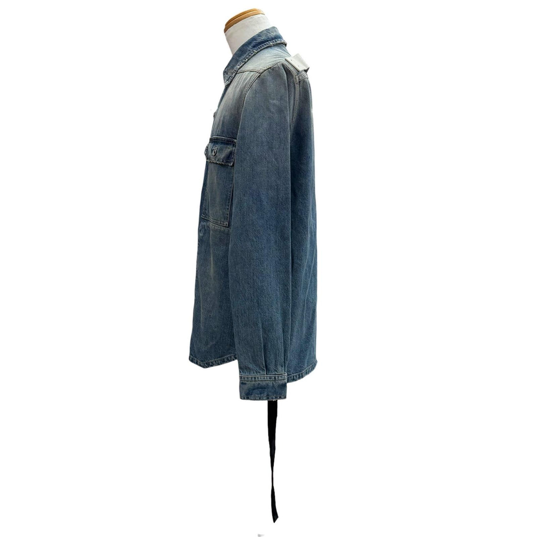 Great RICK OWENS DRKSHDW Denim Jacket OUTERSHIRT blue cotton mens S DU01F4755