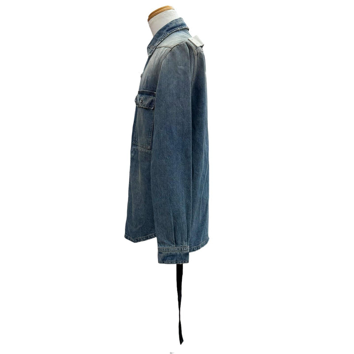 Great RICK OWENS DRKSHDW Denim Jacket OUTERSHIRT blue cotton mens S DU01F4755