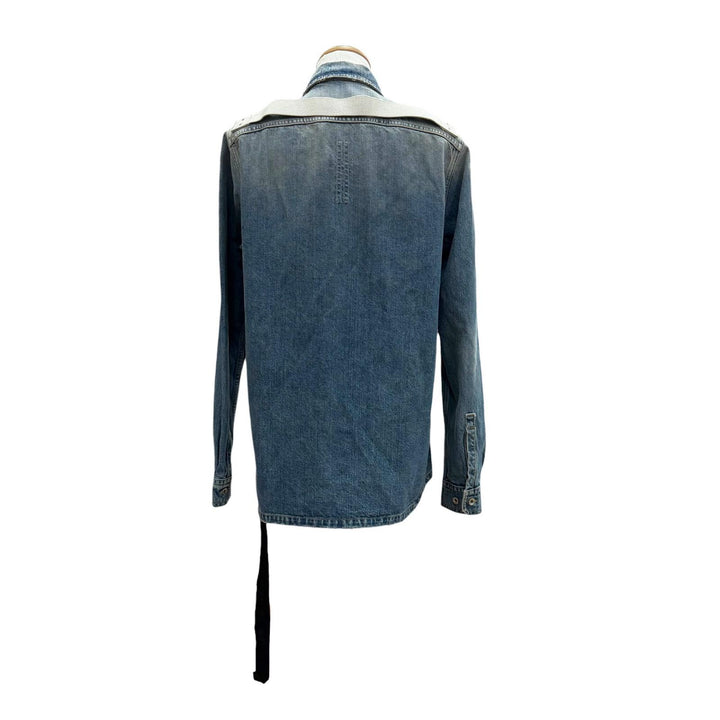Great RICK OWENS DRKSHDW Denim Jacket OUTERSHIRT blue cotton mens S DU01F4755