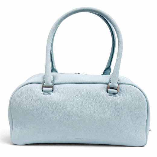Excellent HIROFU Handbag Logo-engraved leather Light blue leather Women
