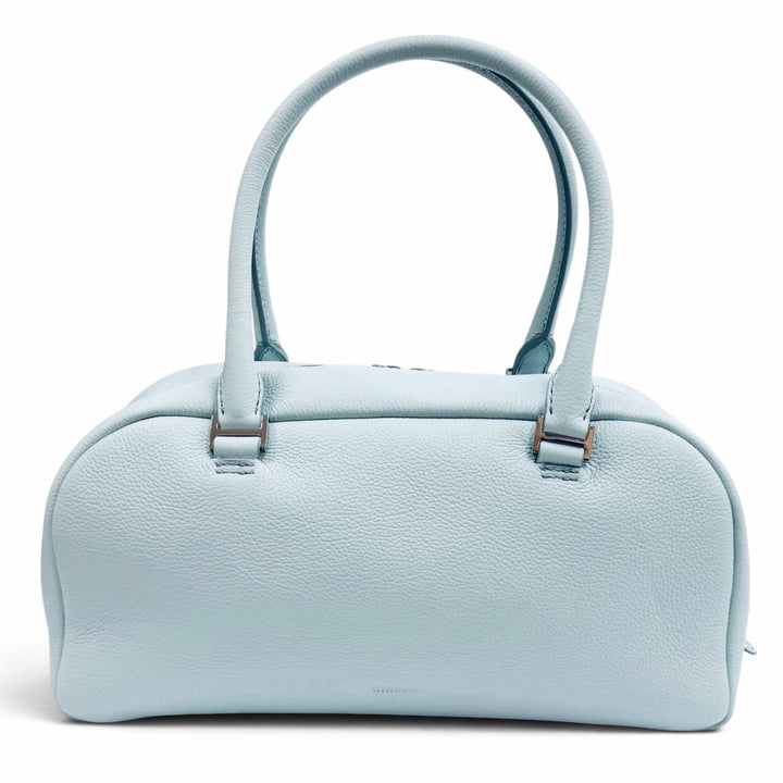 Excellent HIROFU Handbag Logo-engraved leather Light blue leather Women