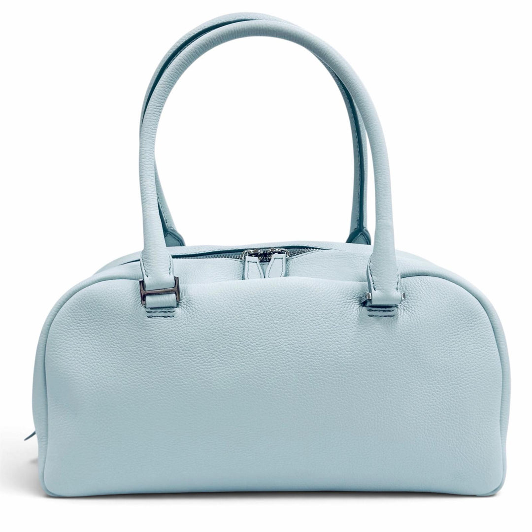 Excellent HIROFU Handbag Logo-engraved leather Light blue leather Women