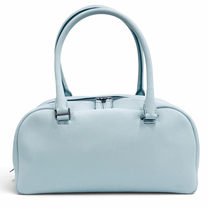 Excellent HIROFU Handbag Logo-engraved leather Light blue leather Women