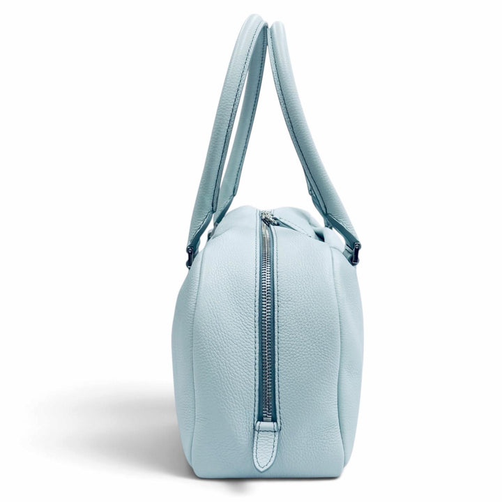 Excellent HIROFU Handbag Logo-engraved leather Light blue leather Women