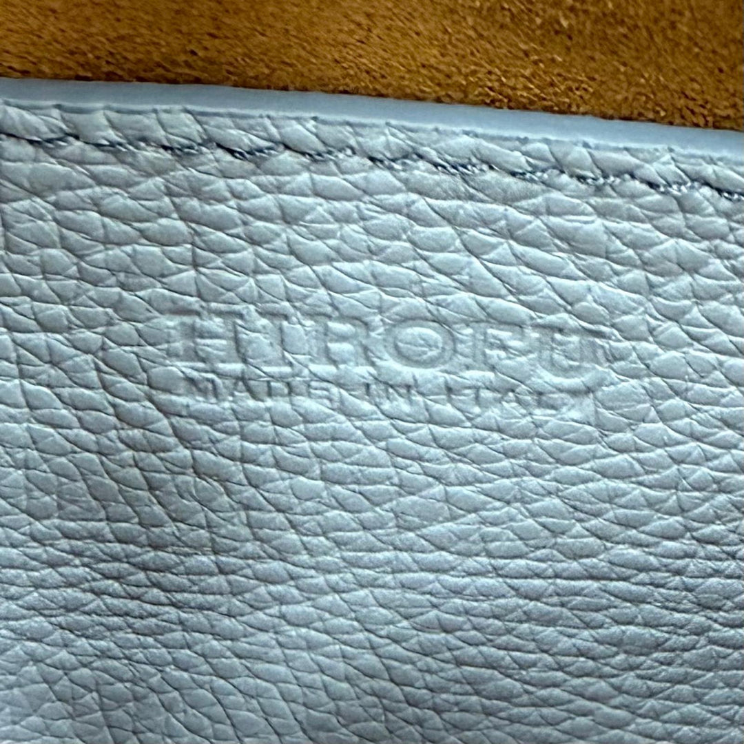 Excellent HIROFU Handbag Logo-engraved leather Light blue leather Women