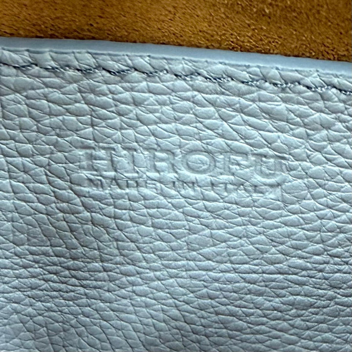 Excellent HIROFU Handbag Logo-engraved leather Light blue leather Women