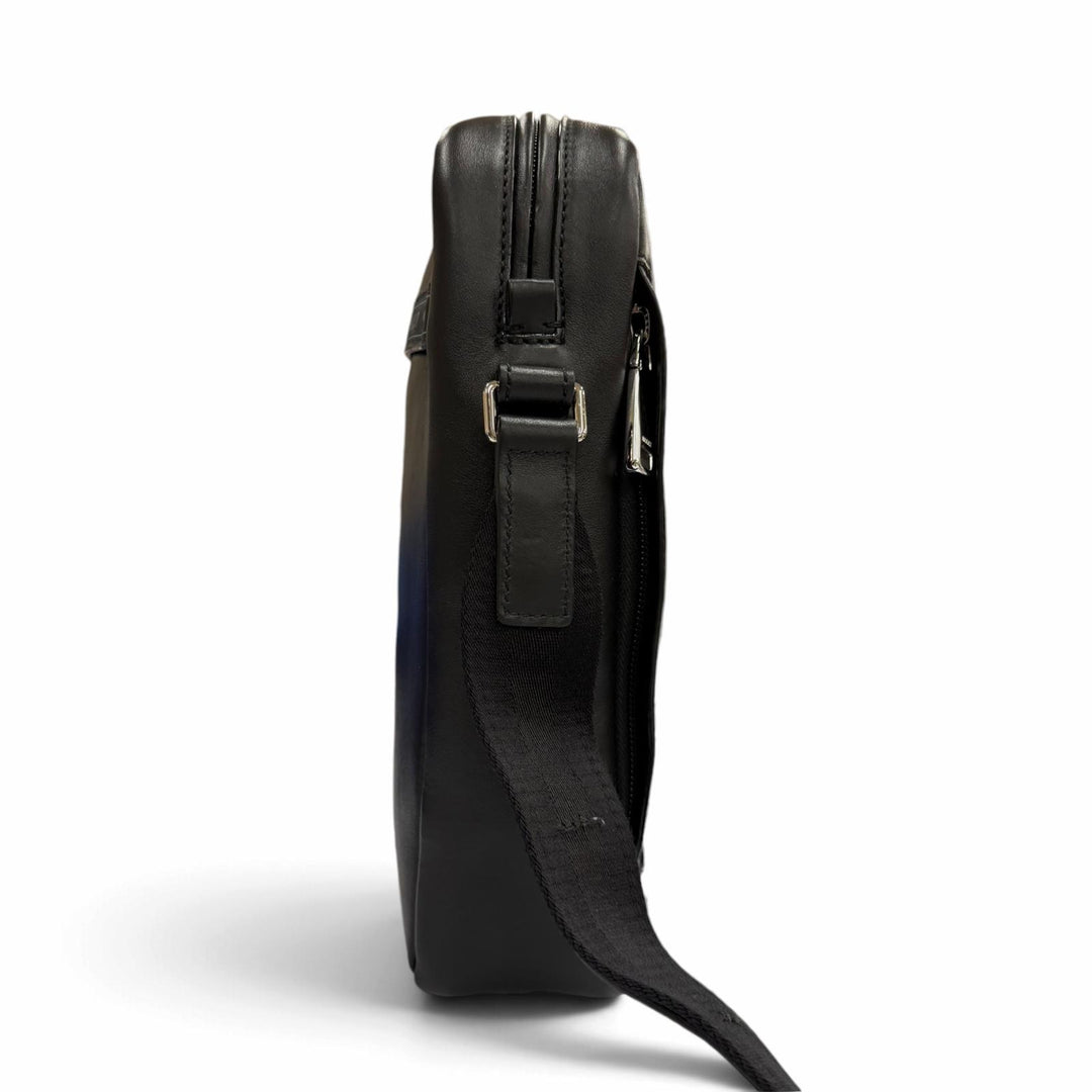 Great BALLY Shoulder Bag HOLM with logo patch black leather mens