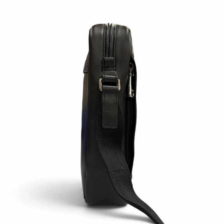 Great BALLY Shoulder Bag HOLM with logo patch black leather mens