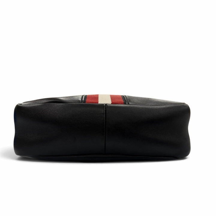 Great BALLY Shoulder Bag HOLM with logo patch black leather mens