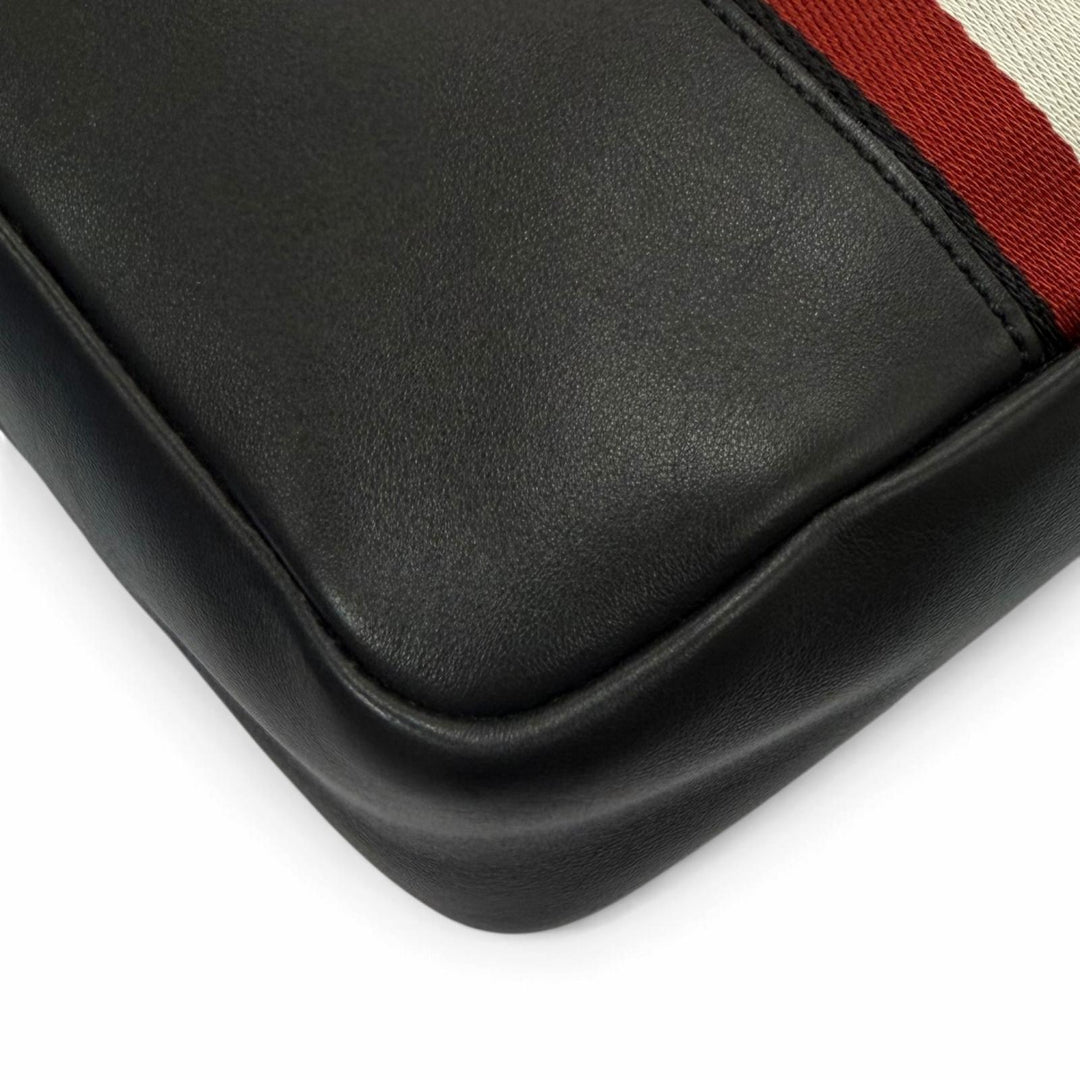 Great BALLY Shoulder Bag HOLM with logo patch black leather mens