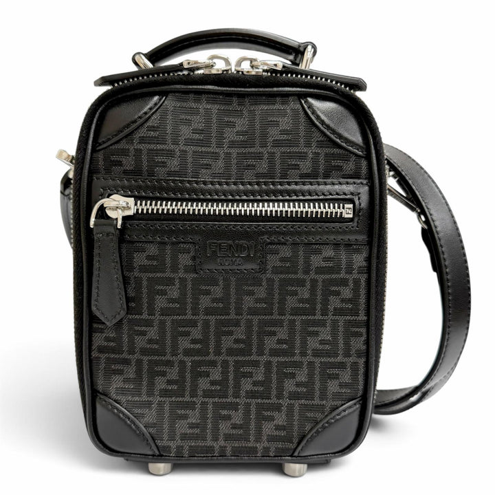 Pristine FENDI Shoulder Bag Micro FF Jacquard Leather Travel Mini Bag 7VA542