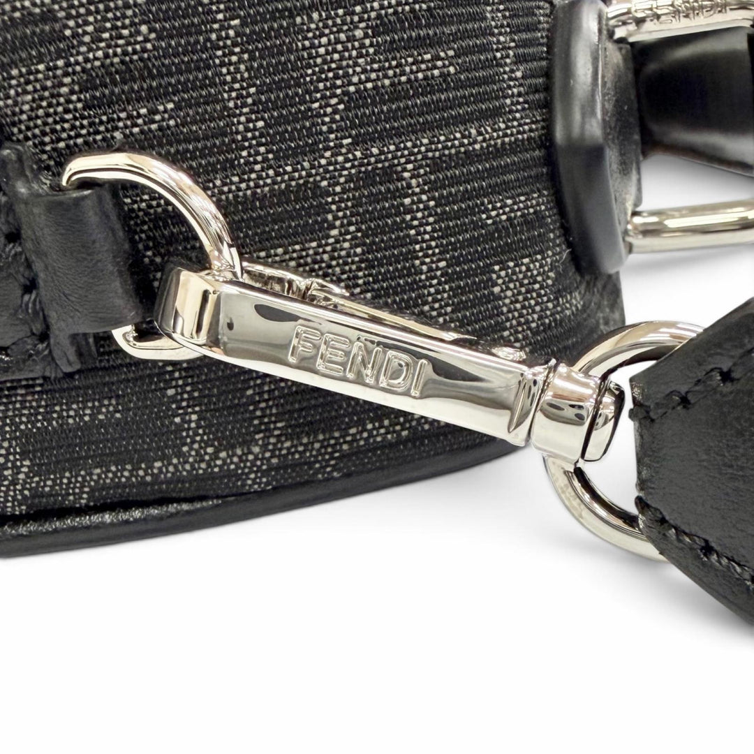 Pristine FENDI Shoulder Bag Micro FF Jacquard Leather Travel Mini Bag 7VA542
