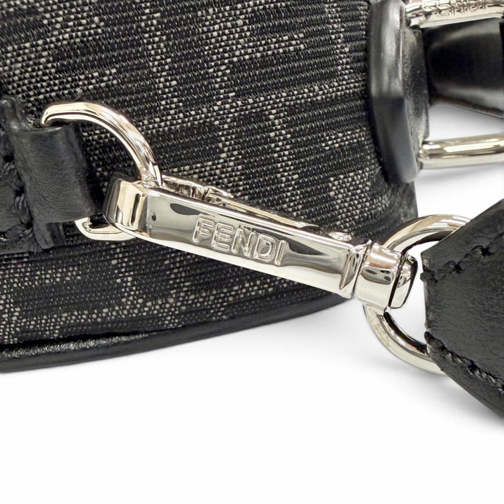Pristine FENDI Shoulder Bag Micro FF Jacquard Leather Travel Mini Bag 7VA542