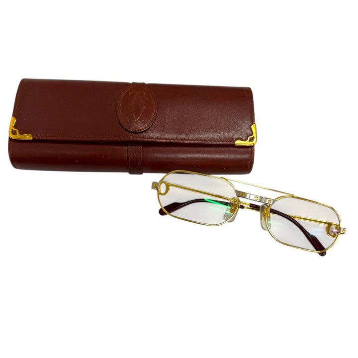 Very Good Cartier Glasses Santos de Cartier Oval Double Bridge gold mens