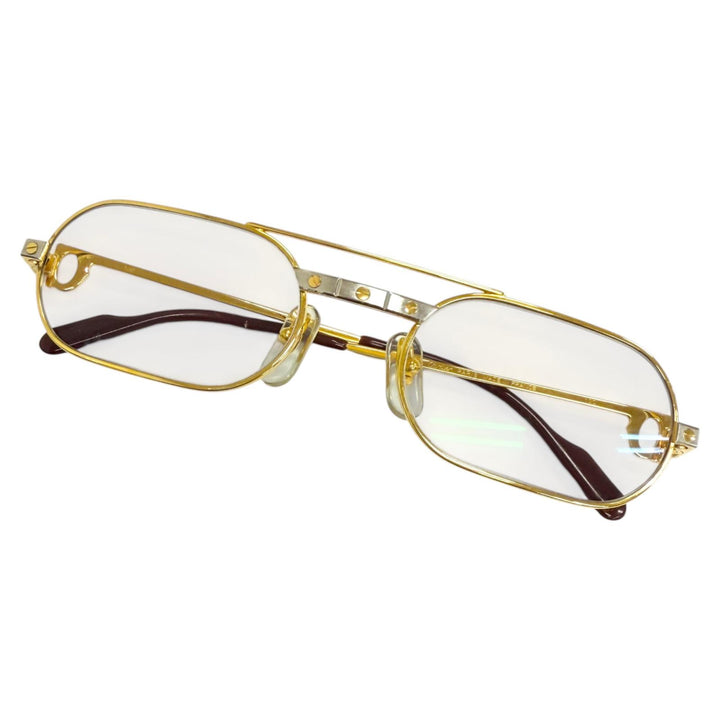 Very Good Cartier Glasses Santos de Cartier Oval Double Bridge gold mens