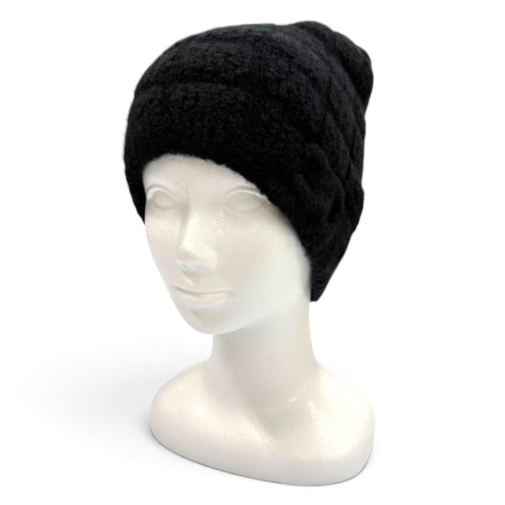 Great CHANEL Knit cap COCO Mark hat black cashmere mens 18A