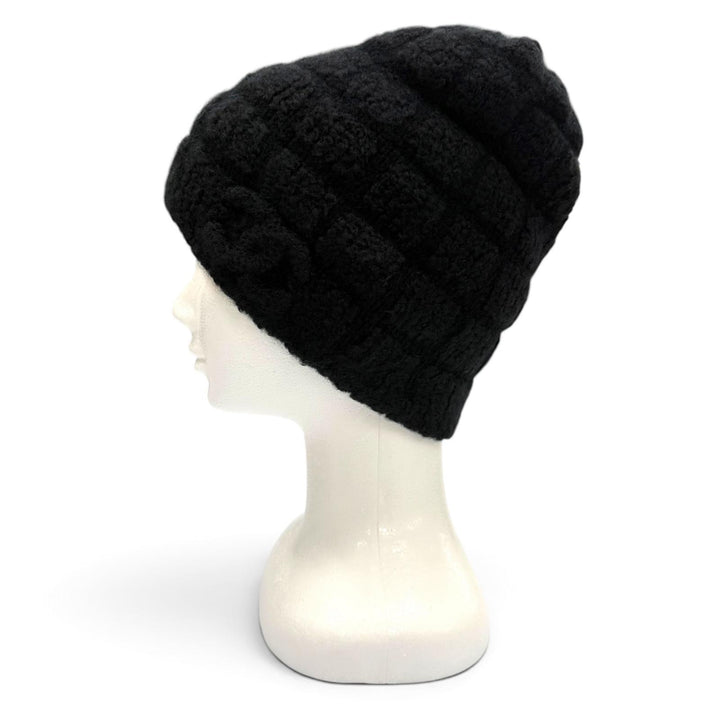 Great CHANEL Knit cap COCO Mark hat black cashmere mens 18A