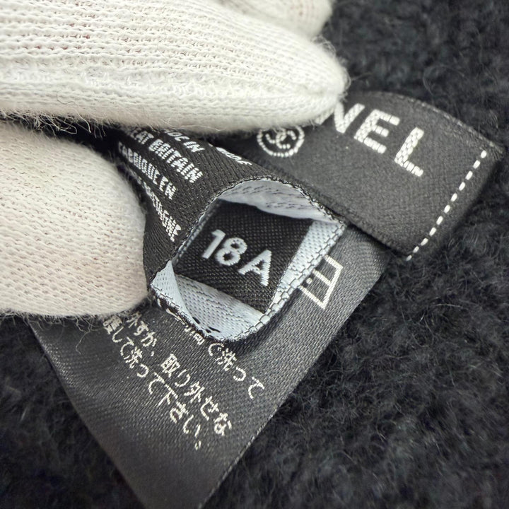 Great CHANEL Knit cap COCO Mark hat black cashmere mens 18A