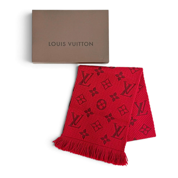 Great LOUIS VUITTON Scarf Escalp Logo Mania Monogram fringe wool Women 413287