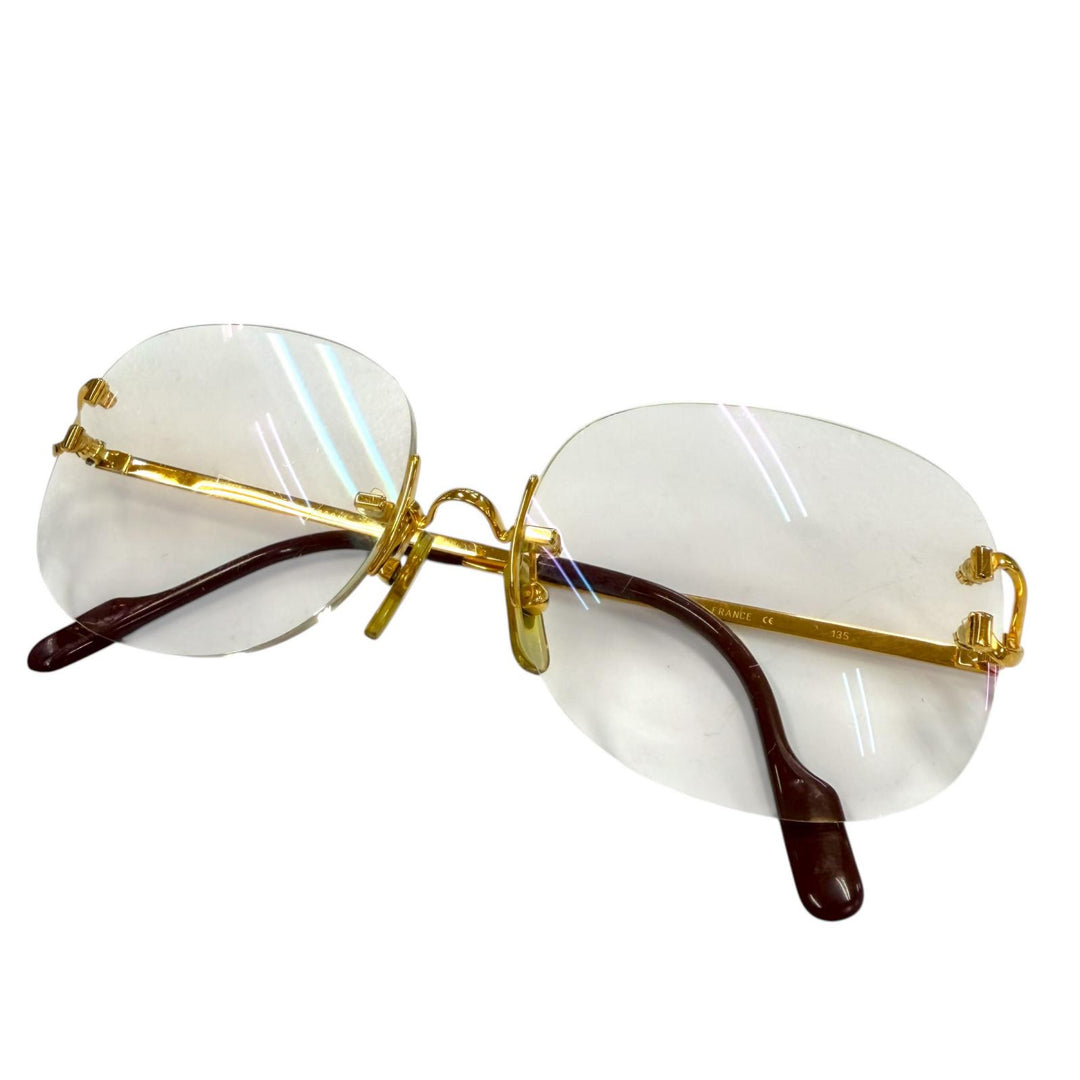 Very Good Cartier Glasses 2C decor Two Point Rimless gold mens