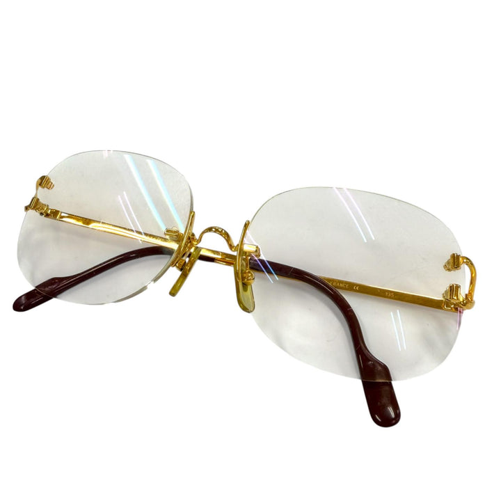 Very Good Cartier Glasses 2C decor Two Point Rimless gold mens