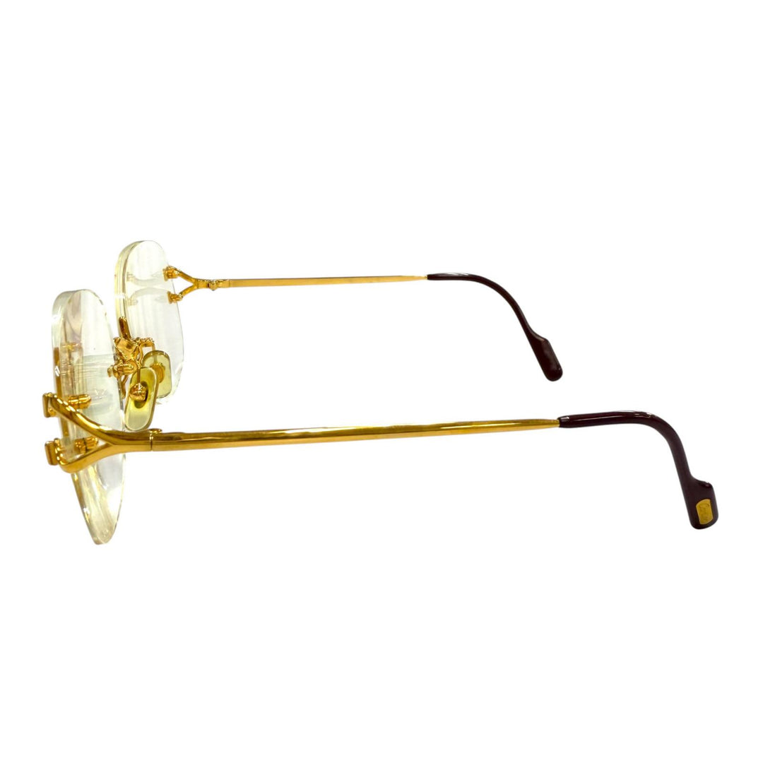 Very Good Cartier Glasses 2C decor Two Point Rimless gold mens