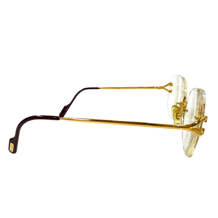 Very Good Cartier Glasses 2C decor Two Point Rimless gold mens