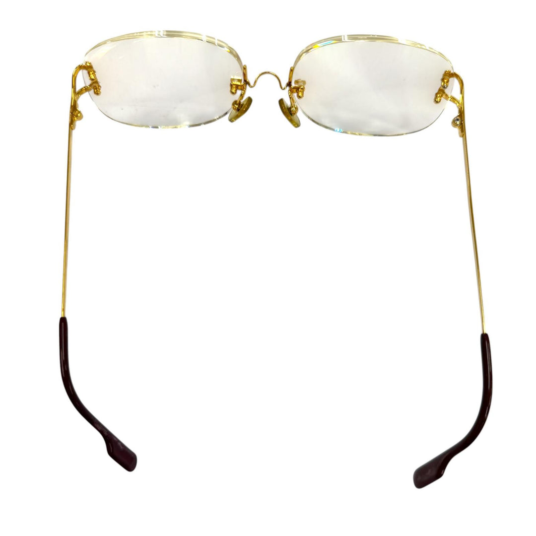 Very Good Cartier Glasses 2C decor Two Point Rimless gold mens