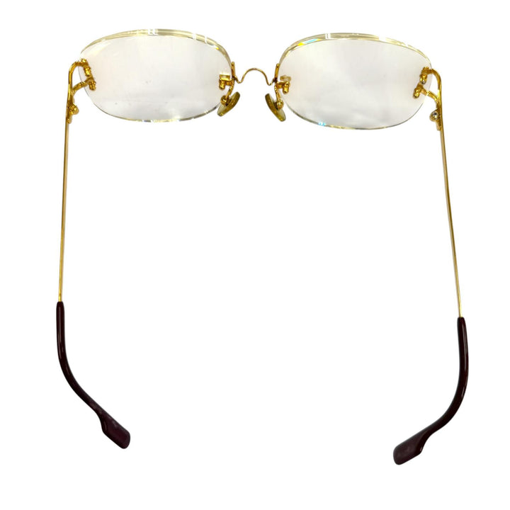 Very Good Cartier Glasses 2C decor Two Point Rimless gold mens