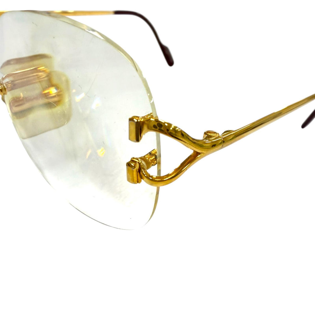 Very Good Cartier Glasses 2C decor Two Point Rimless gold mens