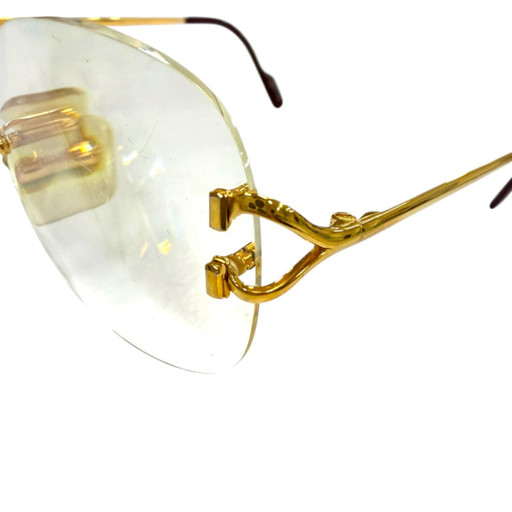 Very Good Cartier Glasses 2C decor Two Point Rimless gold mens