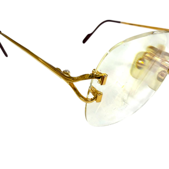 Very Good Cartier Glasses 2C decor Two Point Rimless gold mens