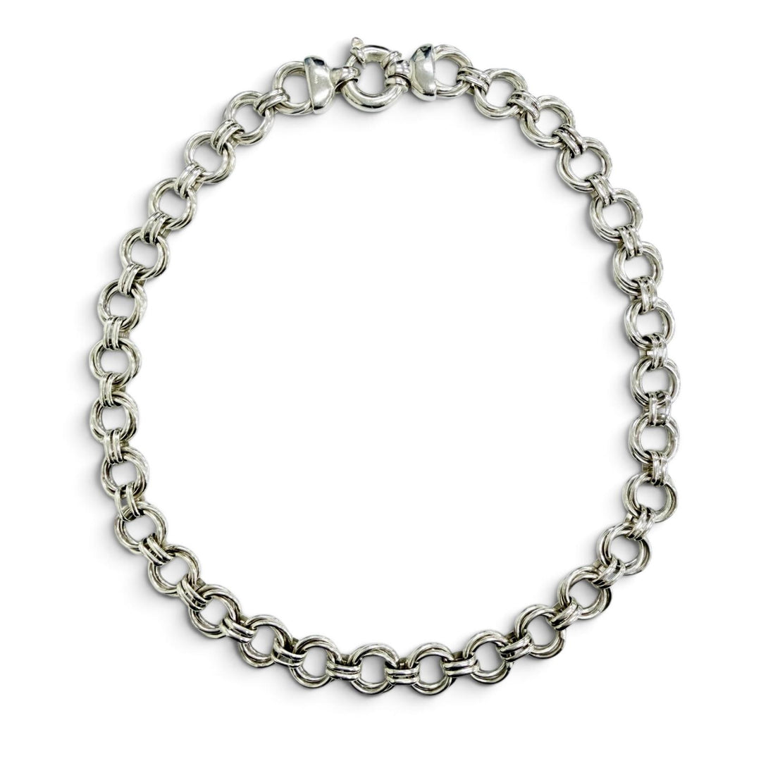 Great TIFFANY&Co. Necklace Triple Round Link Necklace Silver 925 Women