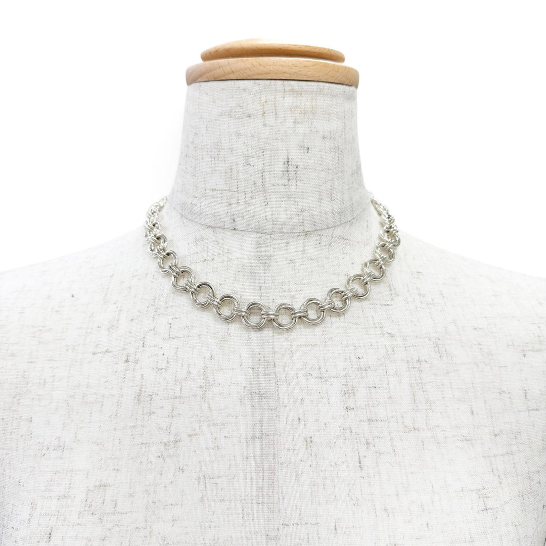 Great TIFFANY&Co. Necklace Triple Round Link Necklace Silver 925 Women