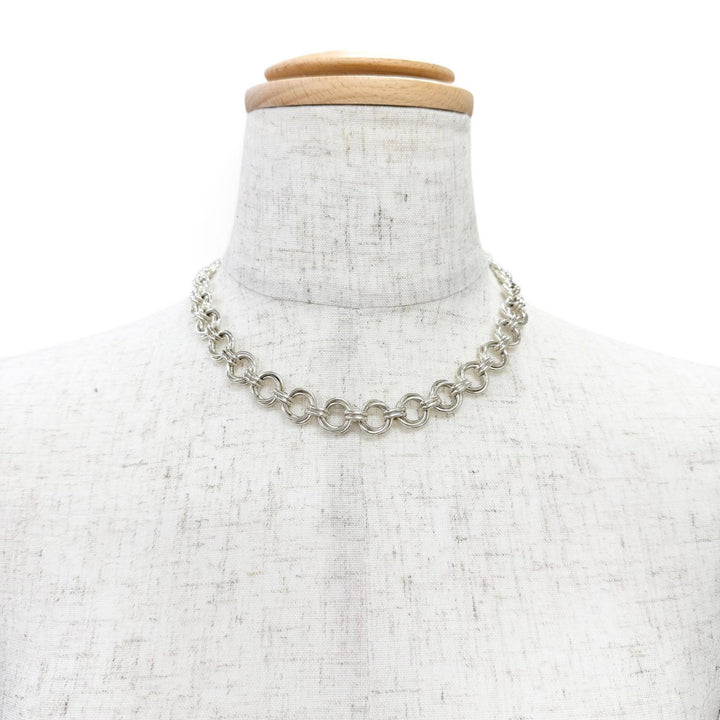 Great TIFFANY&Co. Necklace Triple Round Link Necklace Silver 925 Women
