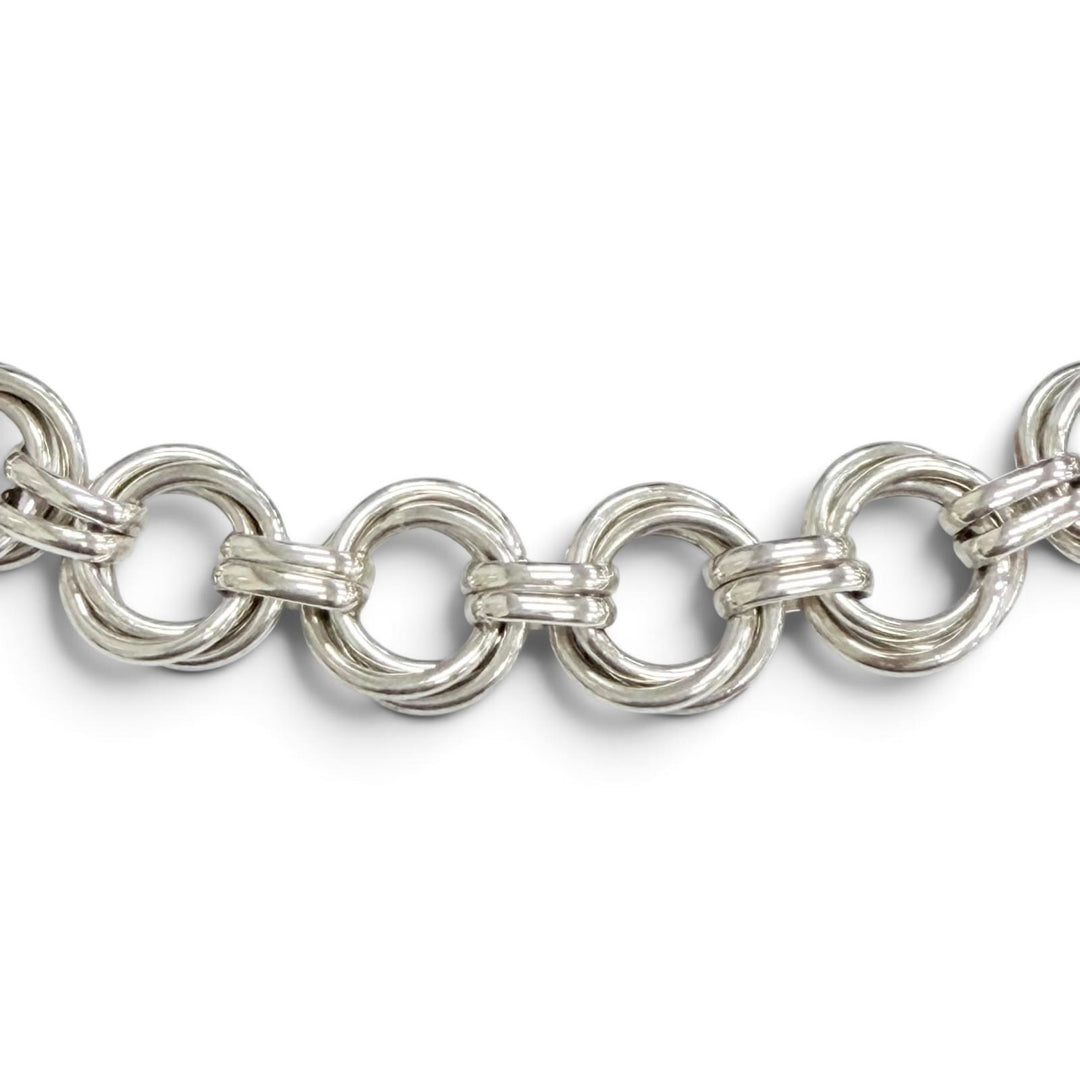Great TIFFANY&Co. Necklace Triple Round Link Necklace Silver 925 Women
