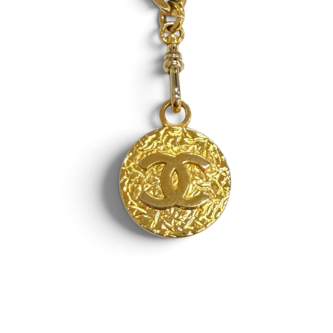 Very Good CHANEL belt COCO Mark Medal Motif Leather Chain gold leather Women